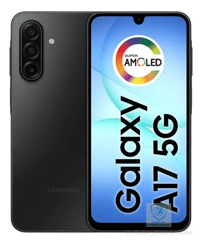 Smartphone Samsung Galaxy A17 5G 128GB 4GB Super Amoled 6.7'' Câmera 50MP Selfie 13 MP 5000 mAh NFC Dual Sim Recursos IA - Preto