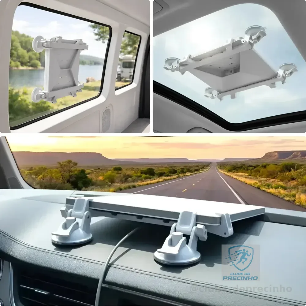 Suporte Case Painel Vidro Starlink Mini 4 Ventosas Antimulta Branco