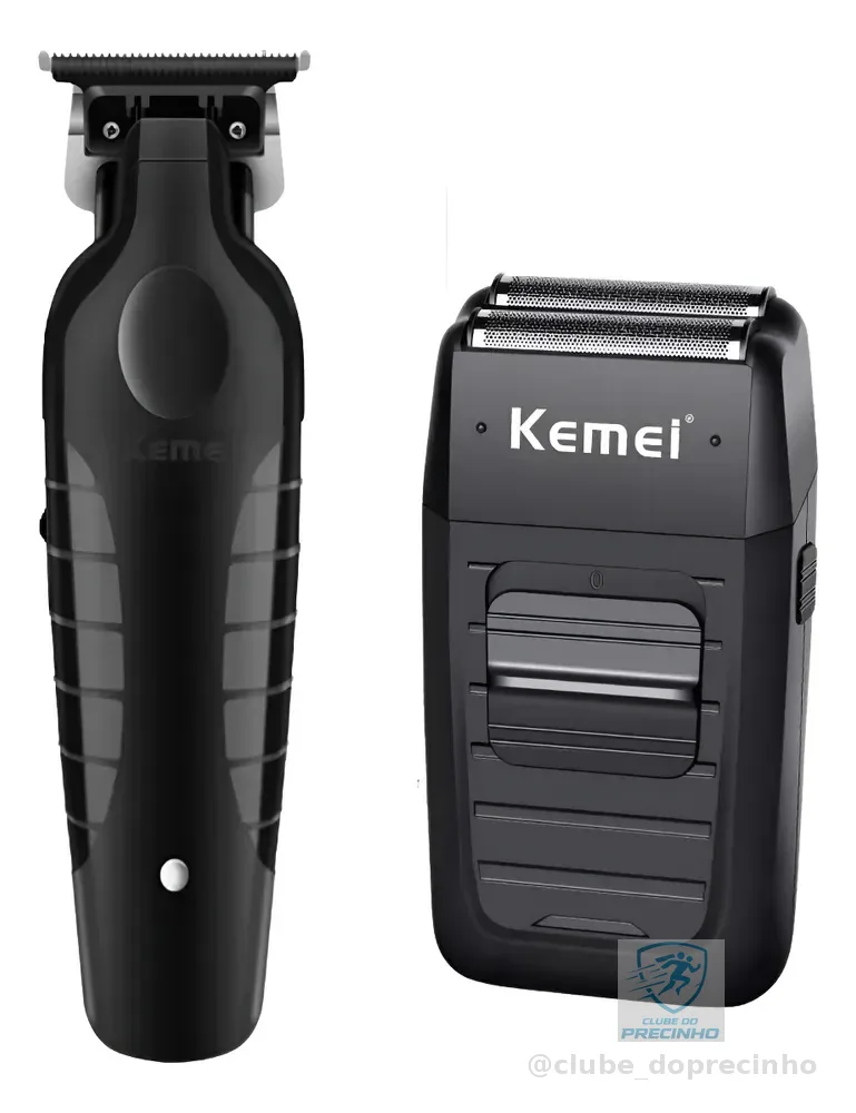 Kit Cortador de Cabelo e Barbeador Kemei 2299 1102 Sem Fio Recarregável