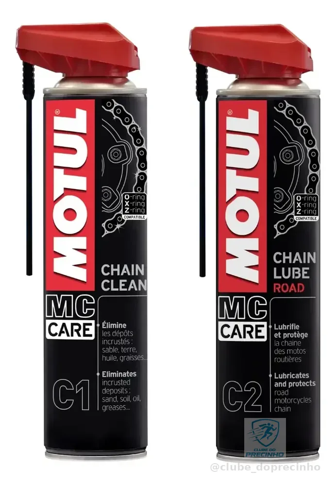 Kit Motul Mc Care C1 Chain Clean 400 Ml + C2 Chain Lube Road
