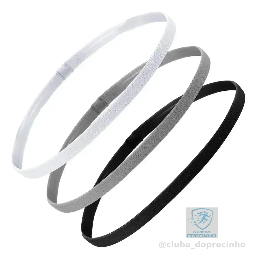 Kit 3 Faixas Cabelo Suor Headband Corrida Esporte Testa Yoga