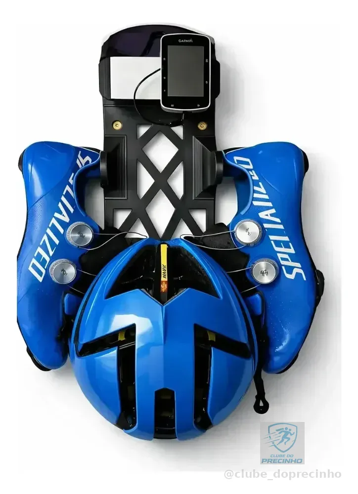 Suporte Parede Bike Preto Capacete Sapatilha Organizador Preto