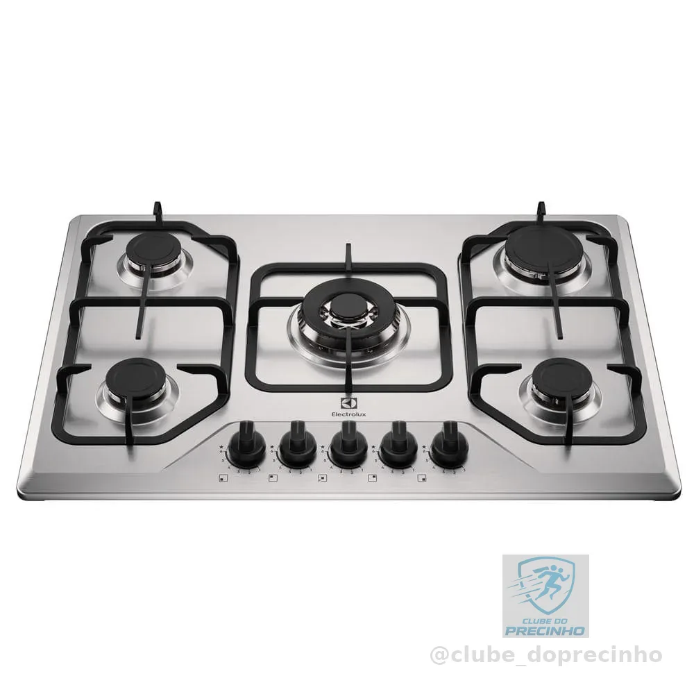 Cooktop 5 Bocas a Gás Electrolux Inox Experience Multi Chama e Grade Ferro Fundido (KE5XC)