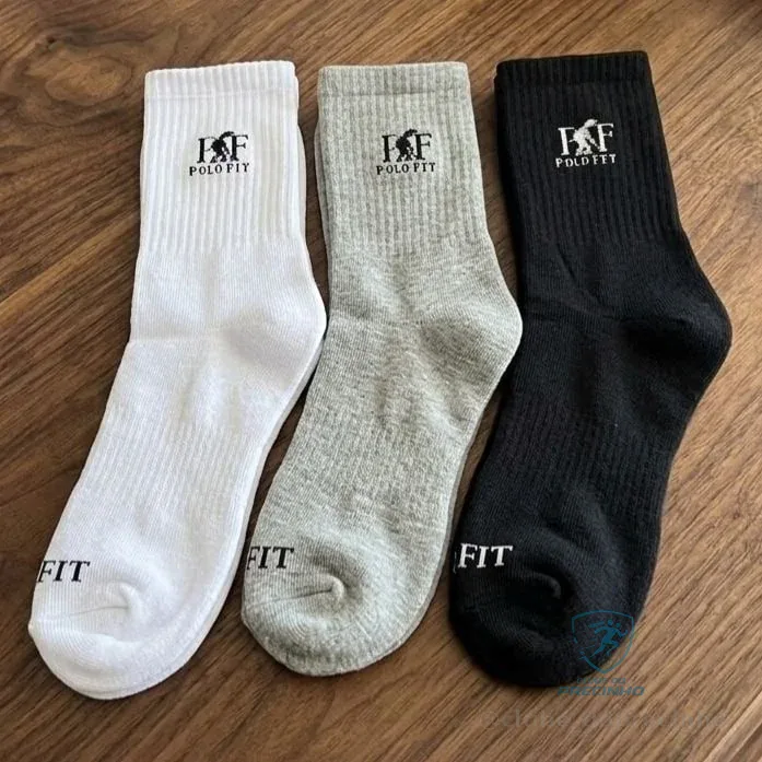 Kit 6 Pares Meia Cano Médio Alto Unissex Algodão Polo Fit