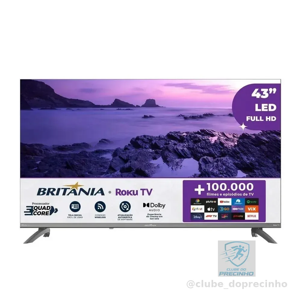 Smart TV 43” Britânia B43CRA Full HD Wi-Fi HDMI USB Conversor Digital