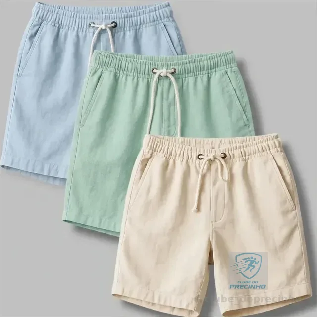 Kit 3 Shorts Masculino Bermuda Linho Verão Envio Imediato