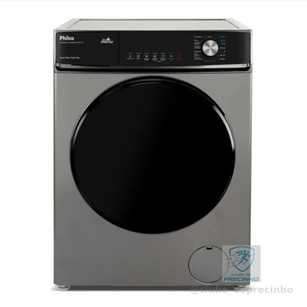 Lava e Seca Philco 16 Programas Eco Inverter 11kg Titânio PLS11C