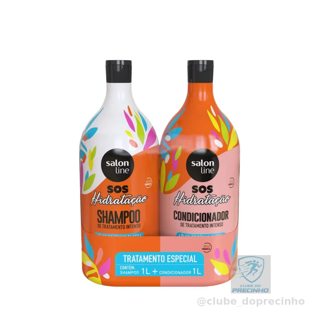 Kit S.O.S Hidratação Óleo de Rícino Shampoo e Condicionador Litrão Salon Line