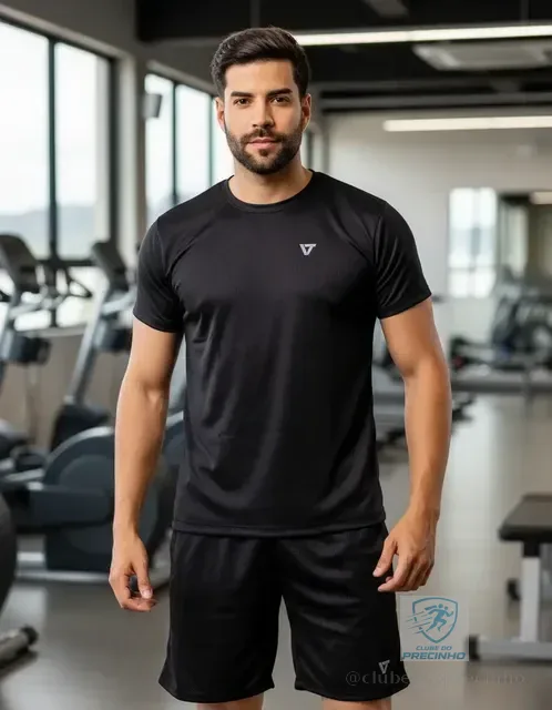Kit Conjunto Dry Fit Masculino Camisa + Short Academia