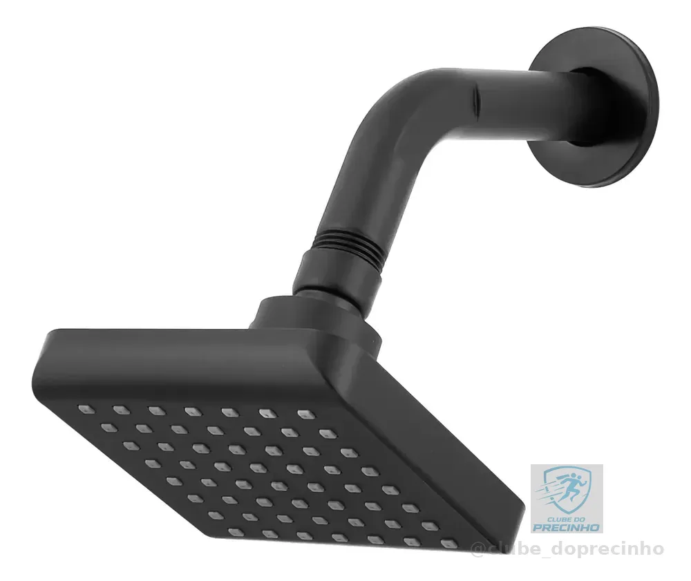 Chuveiro Ducha Externo Slin Quadrado Preto Fosco Articulável Preto Fosco