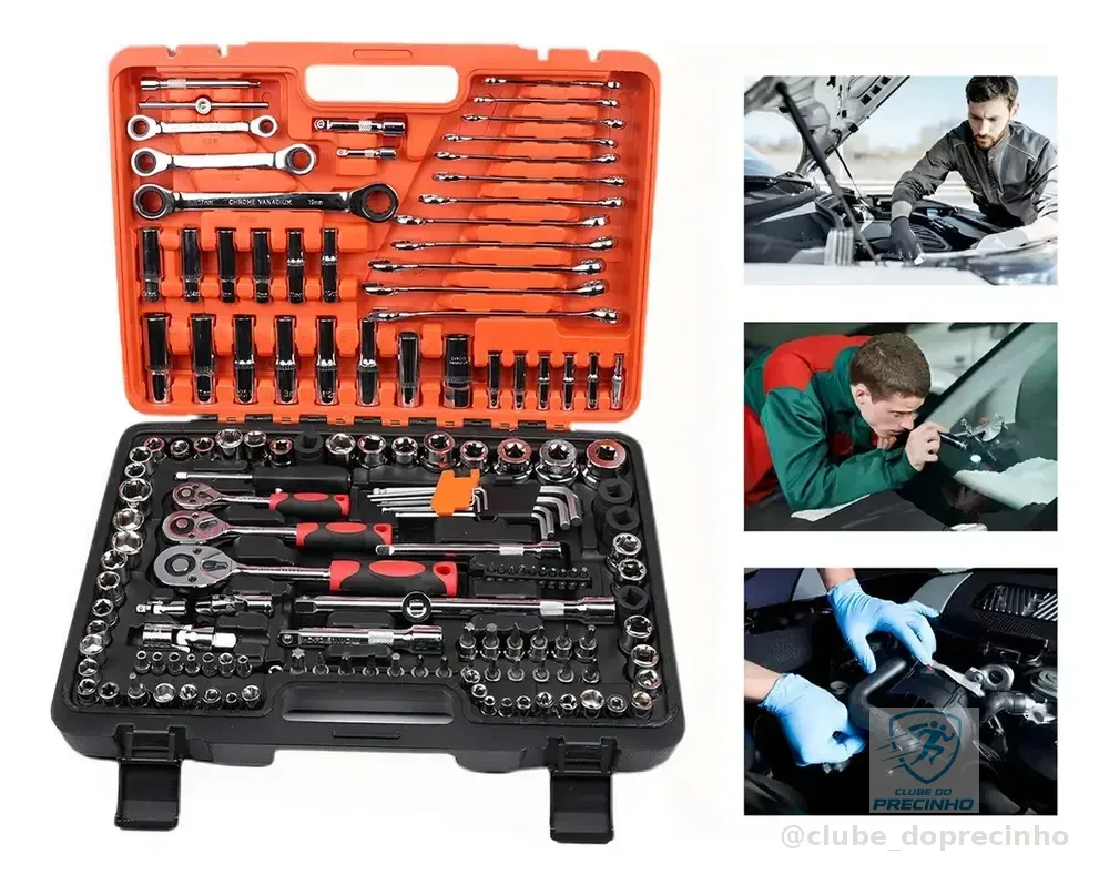 Kit de Ferramentas Inova Cases 151 Peças Profissional, para Reparos Mecânicos com Maleta Preta