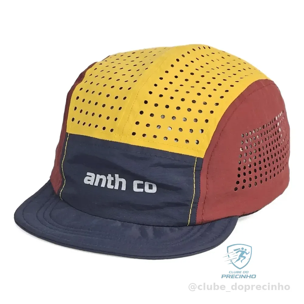 Boné Five Panel Esportivo Fresh Anth Co Respirável Unissex Marinho / Bordô / Açafrão Único
