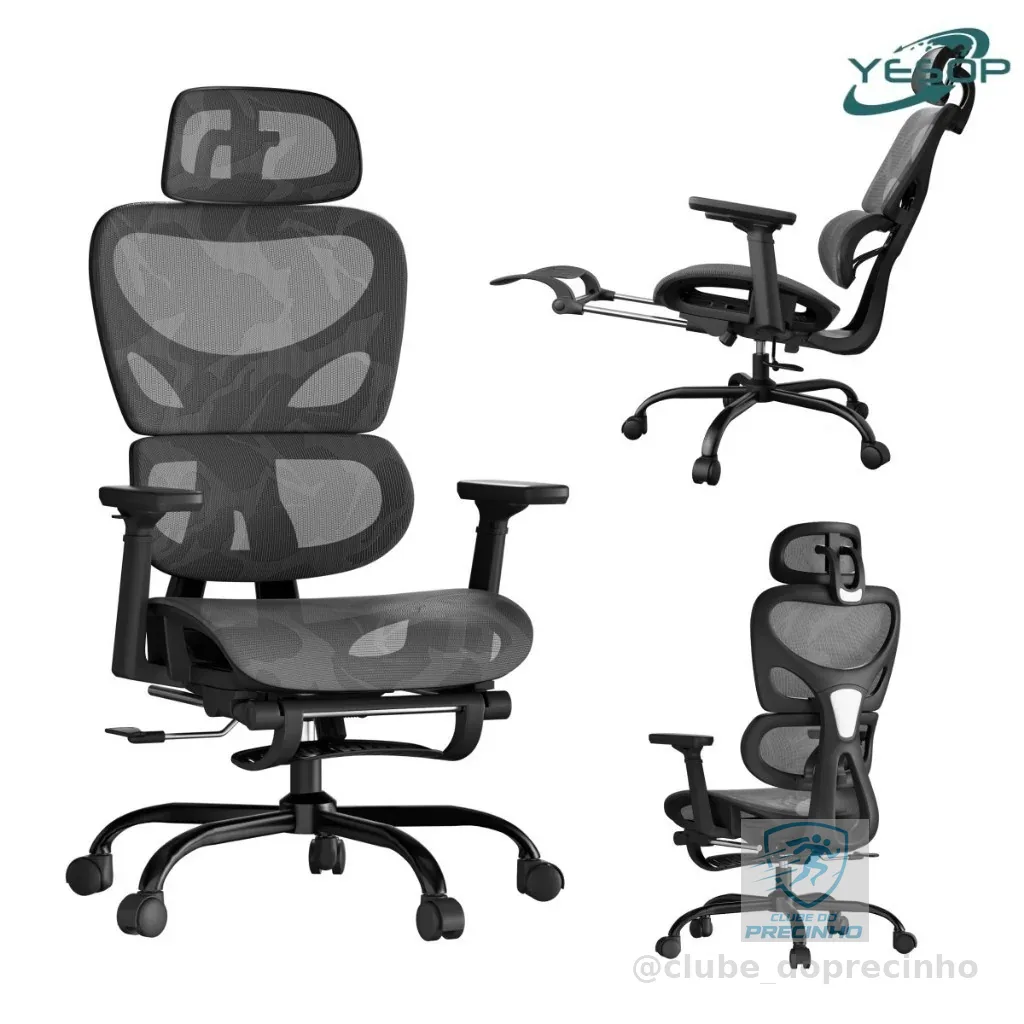 YESOP Cadeira De Escritório Ergonômica Com Apoio Lombar E De Pernas Assento Zero Gravity Cor Preto