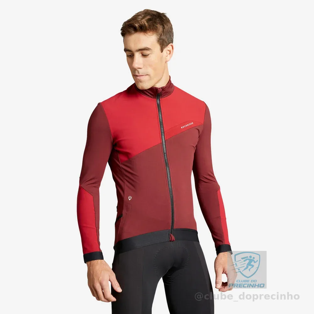 Casaco Masculino de Ciclismo Meia-estação MTB Rockrider Vermelho