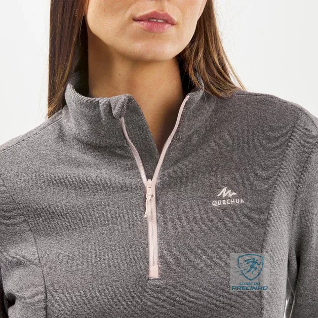 Blusa Feminina de Trilha Fleece MH100 Quechua Cinza