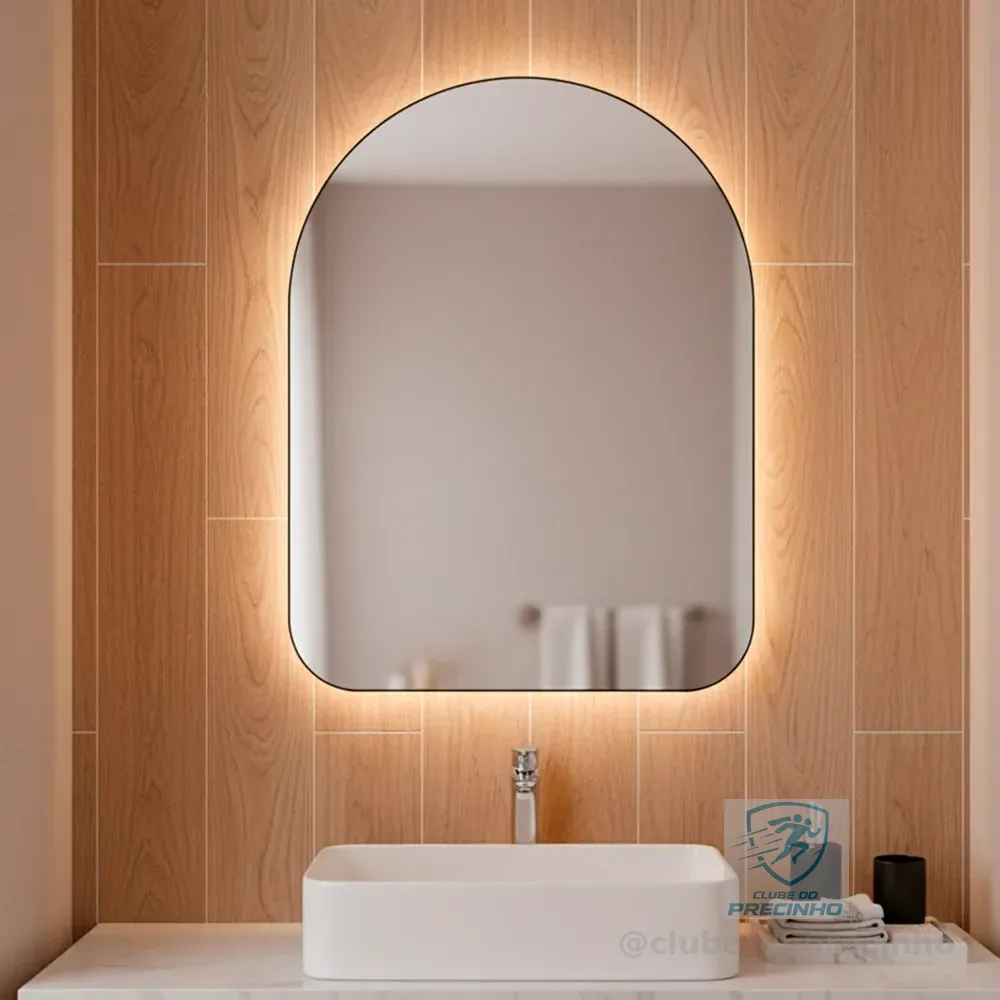 Espelho Orgânico Capela Led 44x64 Para Sala Quarto Banheiro Moldura Capela Led Frio
