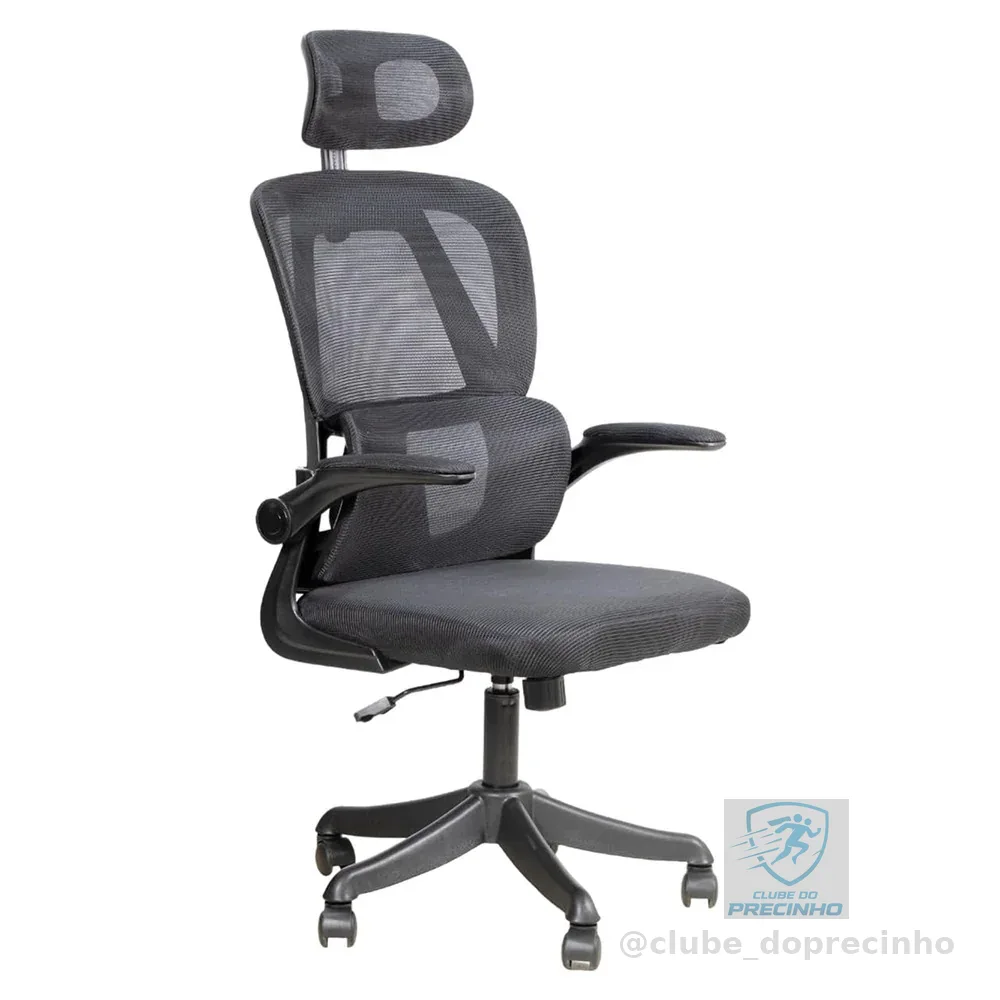 Cadeira Escritório Ergonômica Giratória Apoio Braços e Lombar Syberflex
