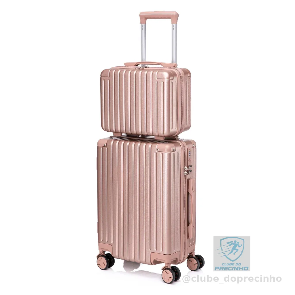Conjunto Mala De Viagem 10KG E Frasqueira Cadeado TSA Roda Dupla 360° ATP93-2