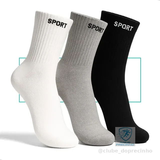 Meia De Algodão Kit 12 Pares Uso Dia A Dia Prática De Esport