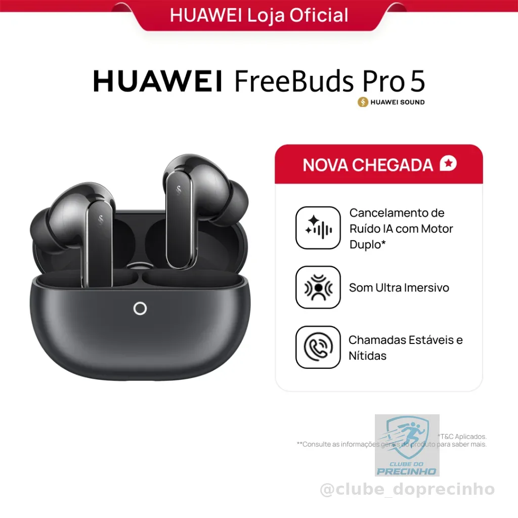 HUAWEI FreeBuds Pro 5  | Fone de Ouvido Bluetooth Sem Fio | Som Ultra Imersivo | Chamadas Nítidas