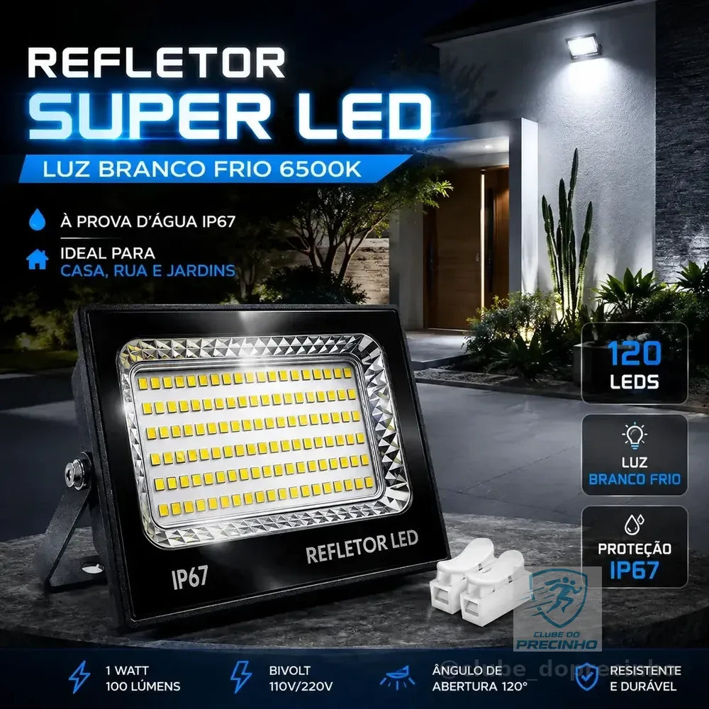Kit 2 Refletor Super Led 400w Ip67 Holofote Bivolt Prova D'água Branco Frio 6500k Preto