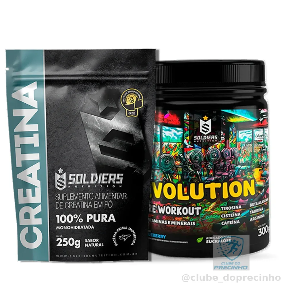 Kit Creatina 250g + Pré Treino Evolution 300g Para Rotina de Treinos - Soldiers Nutrition