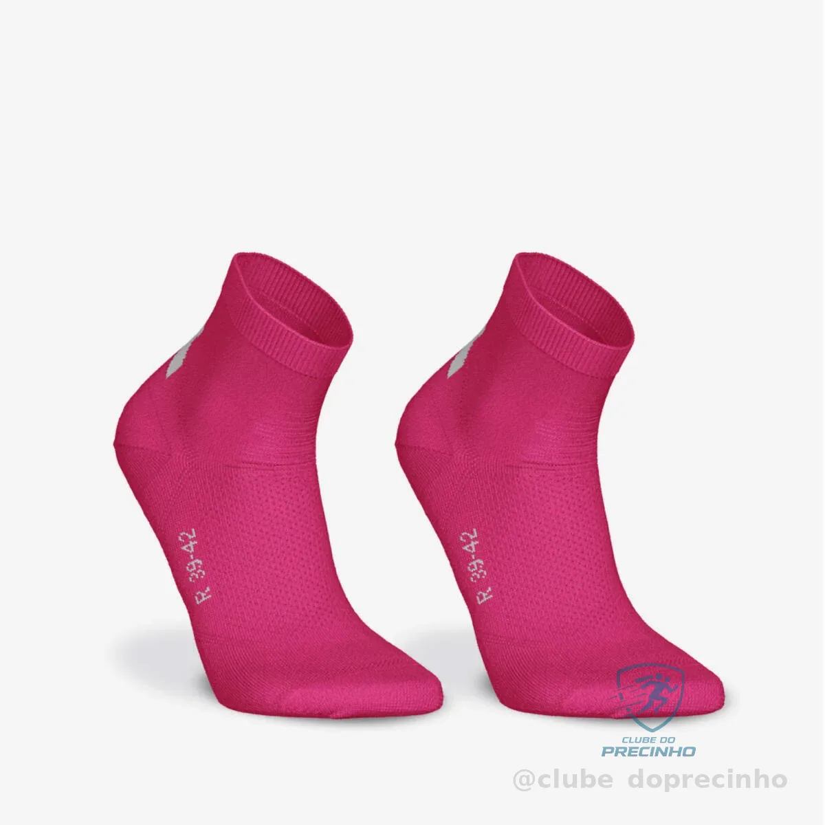 Meia de Corrida Fina Cano Médio Run500 (conjunto com 2 Pares) Kiprun Rosa