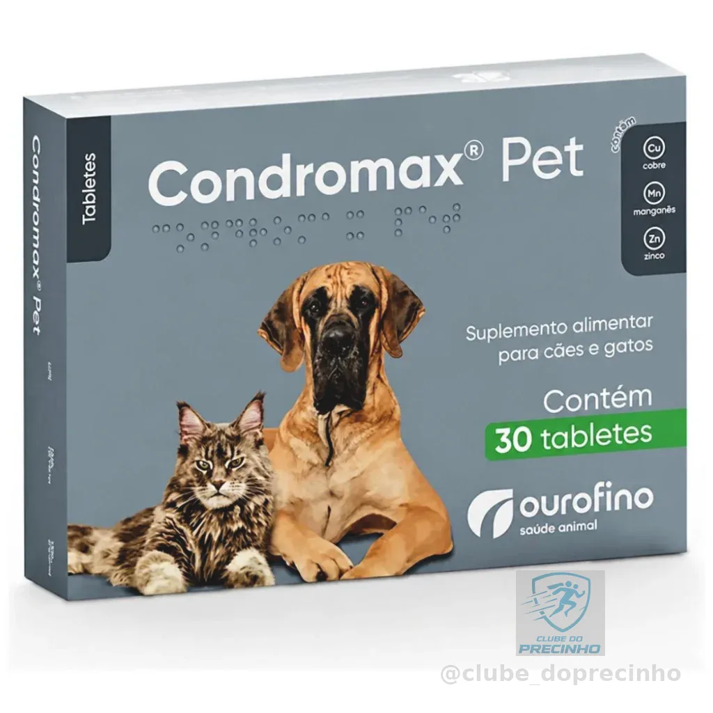 Condromax Pet Ourofino 30 Comprimidos Suplemento Condroprotetor Para Cachorro Gato Articulações