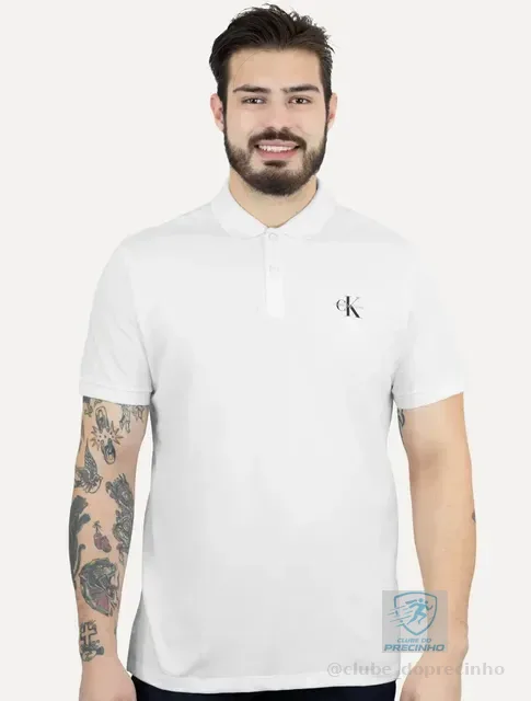 Polo Calvin Klein Jeans Piquet Regular Light Re Issue Branca