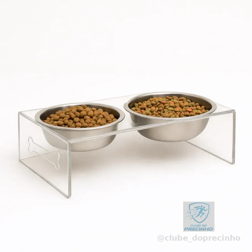 Comedouro Elevado Duplo Inox para Cães e Gatos Pet com Tigelas, Bebedouro gato, Comedouro Cachorro