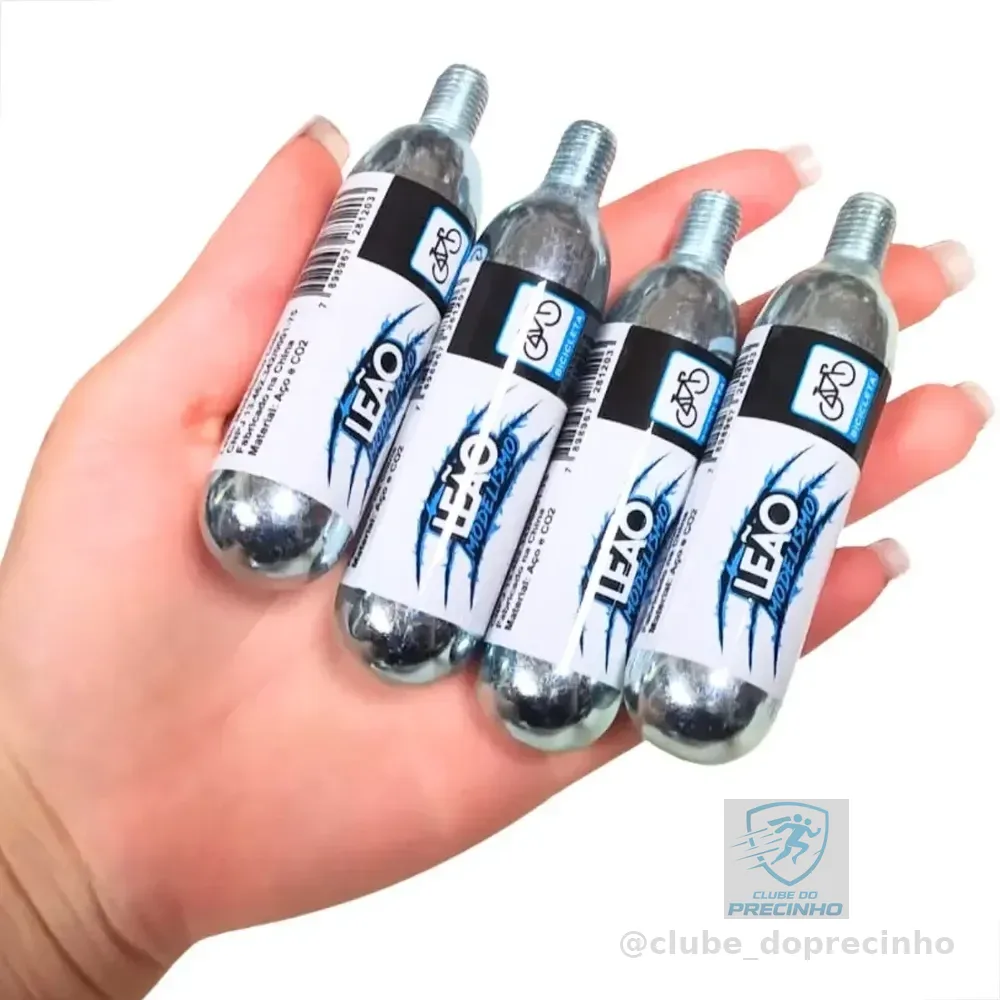Kit 4 Cilindros De CO2 16g Para Bike Pneu Cápsula Leão Cor Cromado