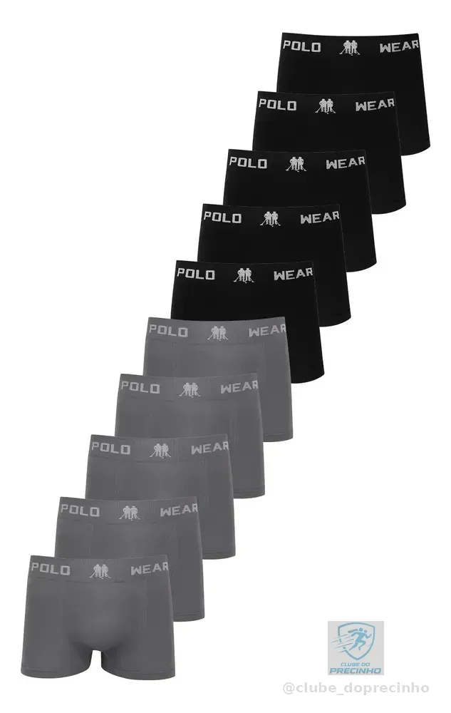 Kit 10 Cuecas Boxer Elástico Com Logo Polo Wear Sortido Sortido M