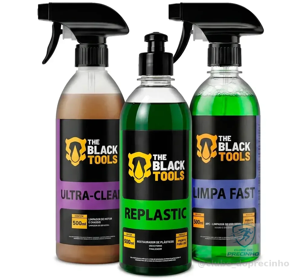 Kit Lavagem Shampoo Produtos Para Limpeza Automotiva Ultra-clean Replastic Limpa Fast Lavar Carro Rapido The Black Tools