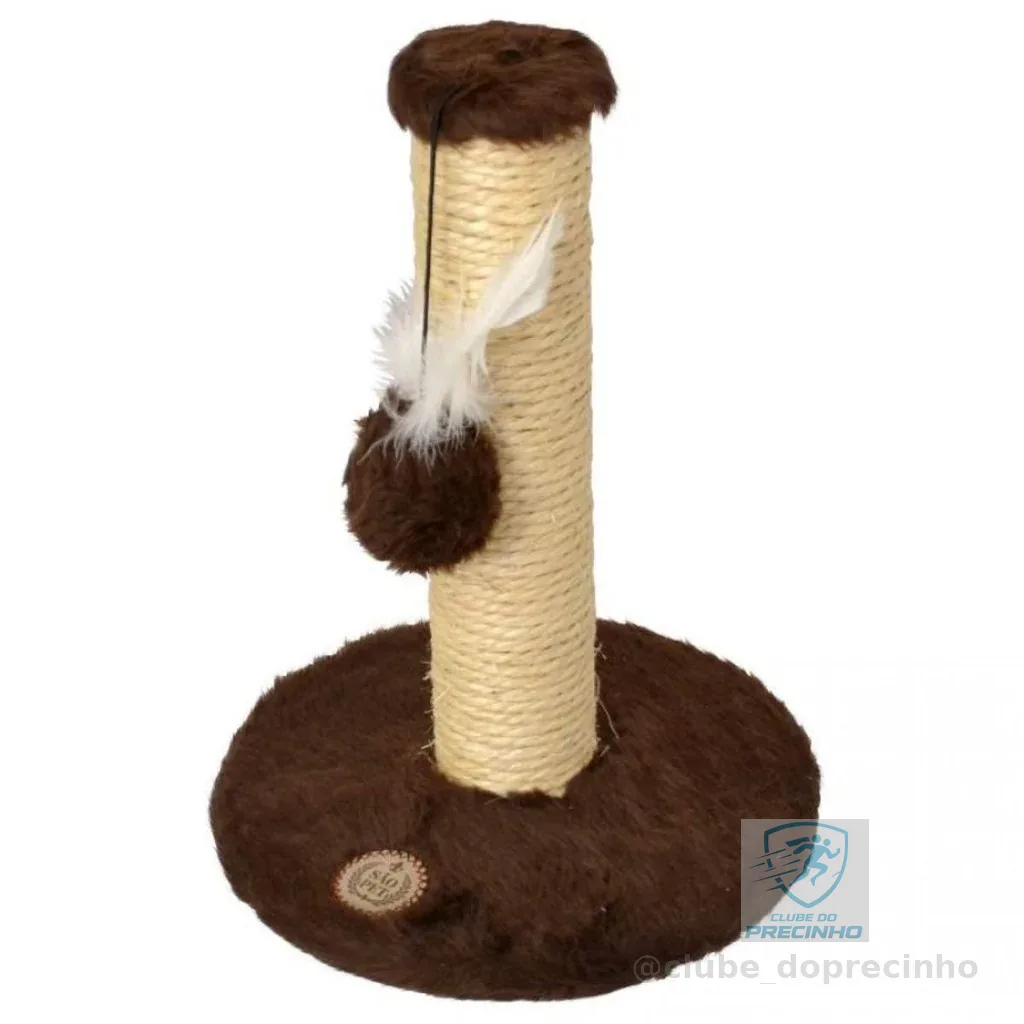 Arranhador Para Pets Gatos Redondo Médio Pelucia Marrom 25x33 cm São Pet