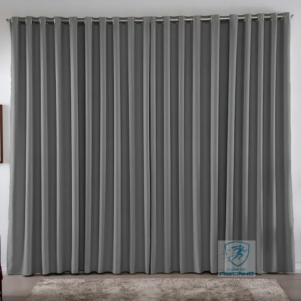 Cortina 3,00x2,80 Metros Blackout Blecaute Cinza Corta Luz Em Tecido Grosso Para Quarto E Sala Casa Laura Enxovais