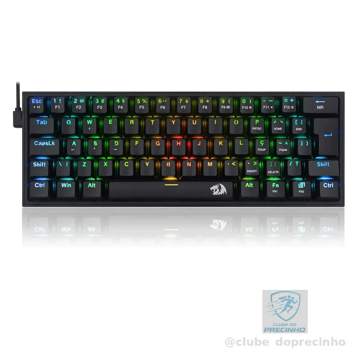 TECLADO MECÂNICO GAMER REDRAGON FIZZ RGB PRETO SWITCH MARROM K617-RGB-B (PT-BROWN)