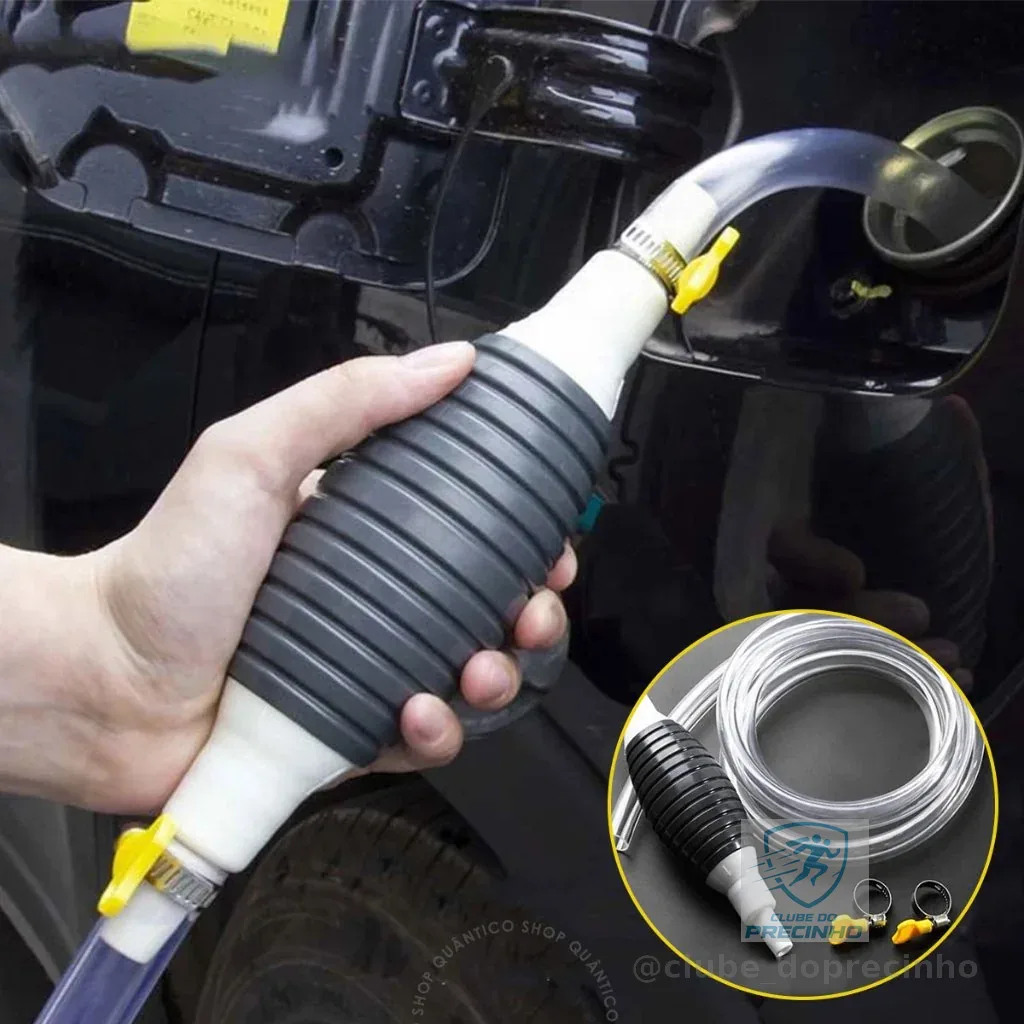 Bomba de Sucção Manual para Transferência Gasolina, Água, Óleo e Etanol - Fácil de Usar