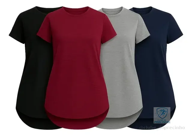 Kit 4 Camiseta Dry Fit Feminina Academia Fitness Tapa Bumbum