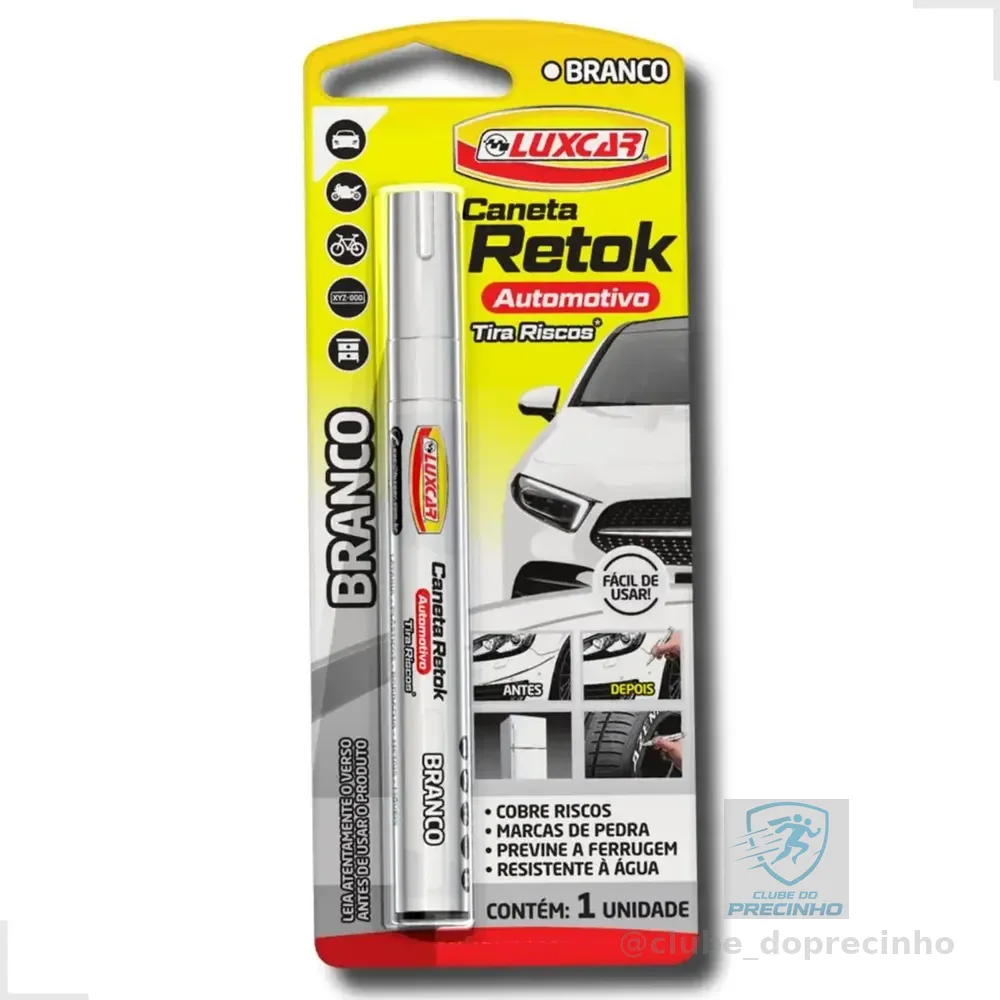 Caneta Retok Tira Riscos Branca Repara Pintura De Carros