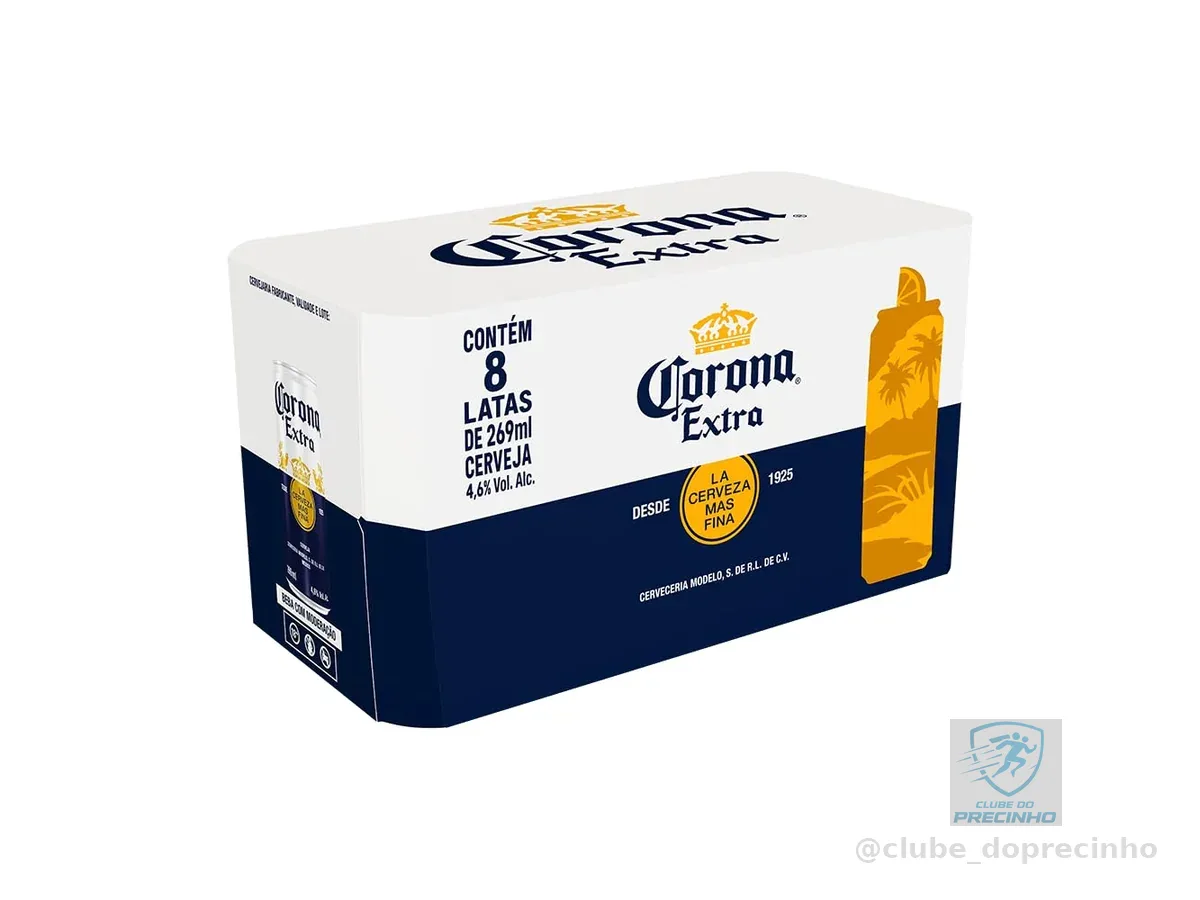 Cerveja Corona, Lata 269ml, Pack com 8 unidades