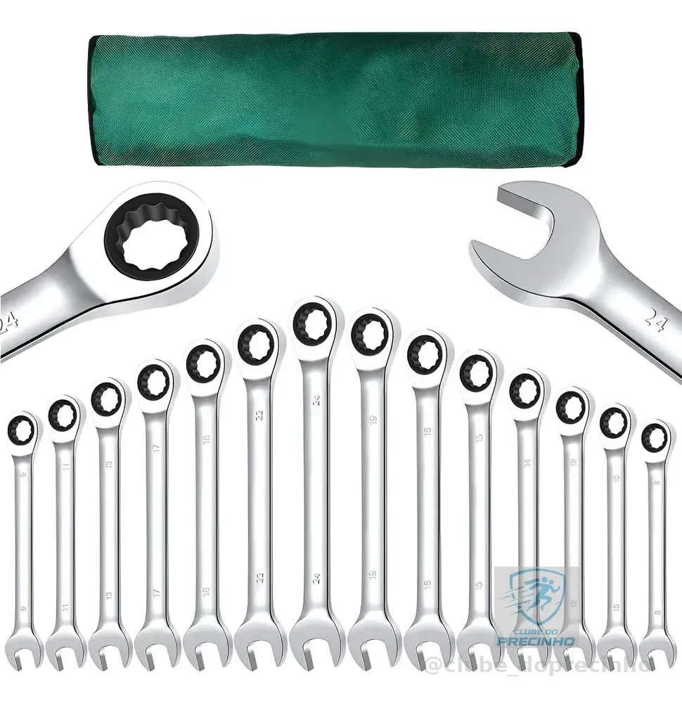Jogo De Chave Combinado Esquadro E De Catraca 14 Pcs 8-24mm Branco