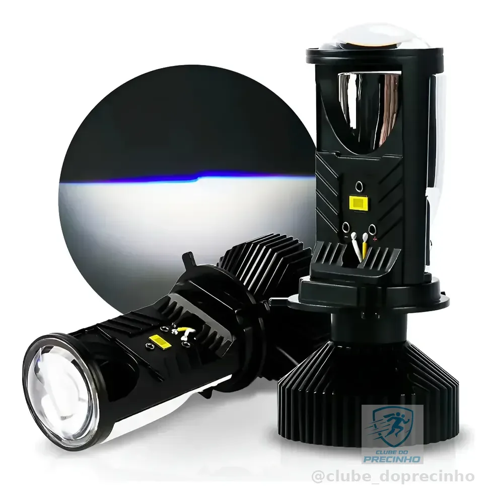 Par Lâmpada Ultra Led H4 Projetor Elíptico Canhão Canbus 12v H4 6.500k Branco-frio