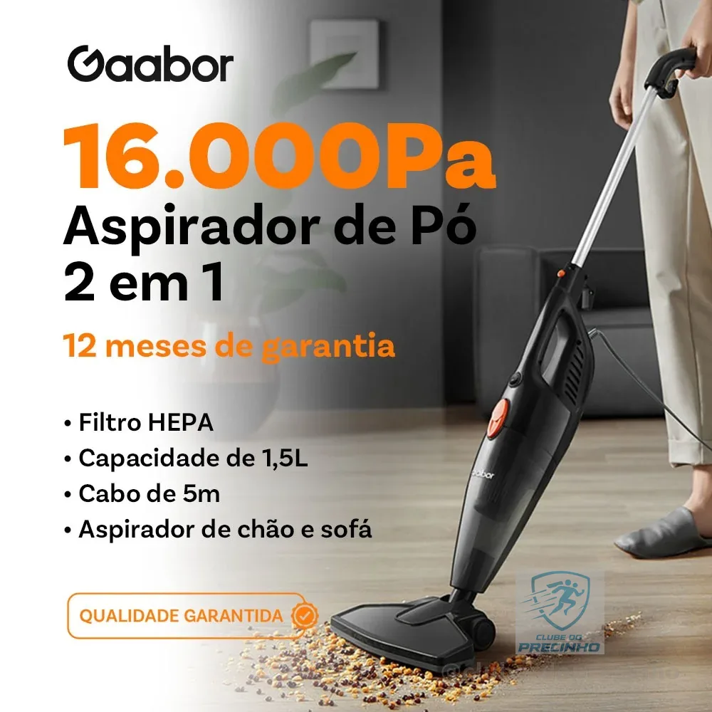 Gaabor aspirador de pó 2 em 1 sucção forte de 16000Pa dust off silent Fácil de armazenar GVCW-M15A -1