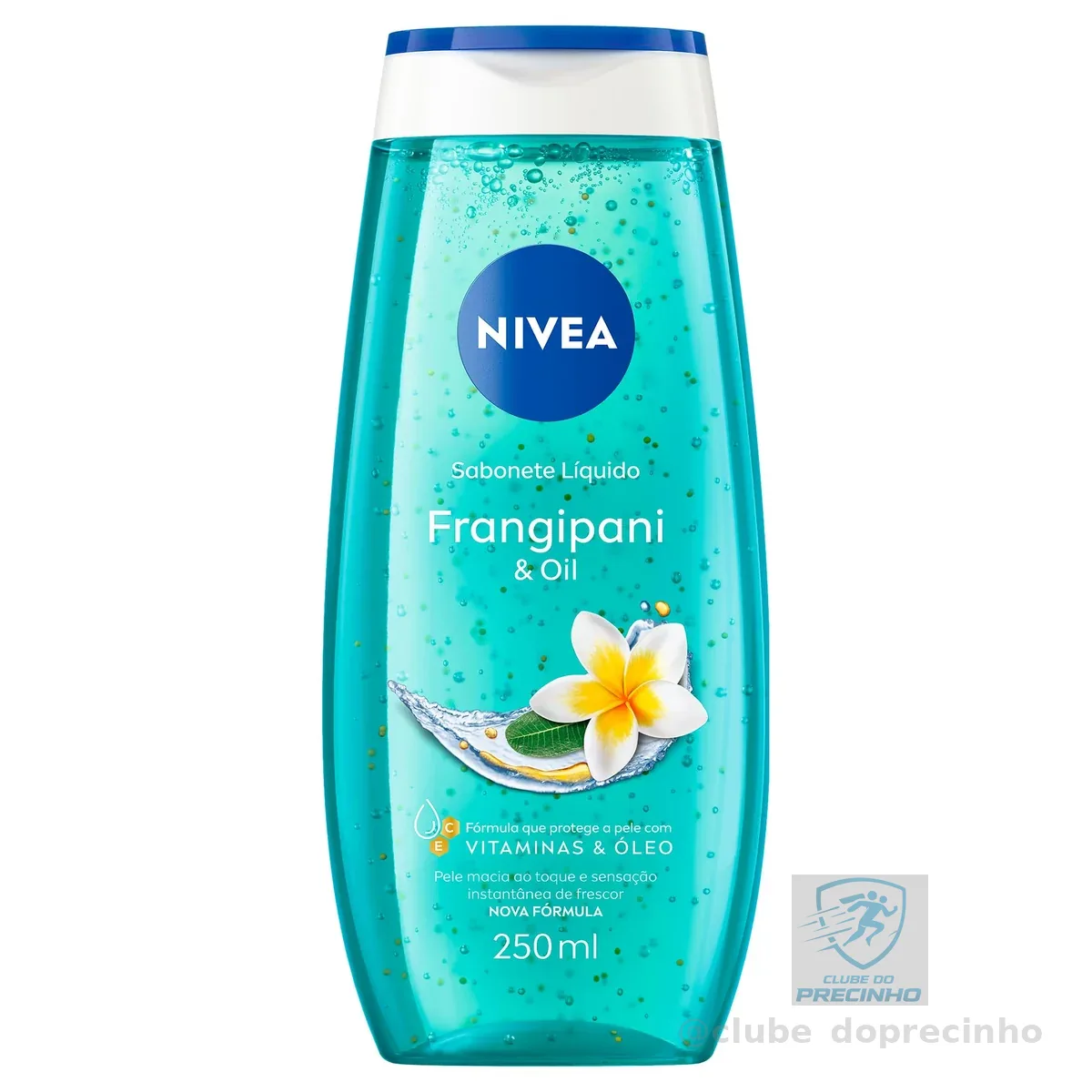 NIVEA Sabonete Líquido Frangipani & Oil 250ml, Limpeza Corporal, Pele Macia, Óleos e Vitaminas, Equilíbrio com o pH, Sensação Refrescante