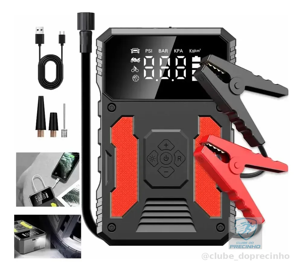 Jump Starter 12v Portátil 3000a Suv Moto Auxiliar Partida