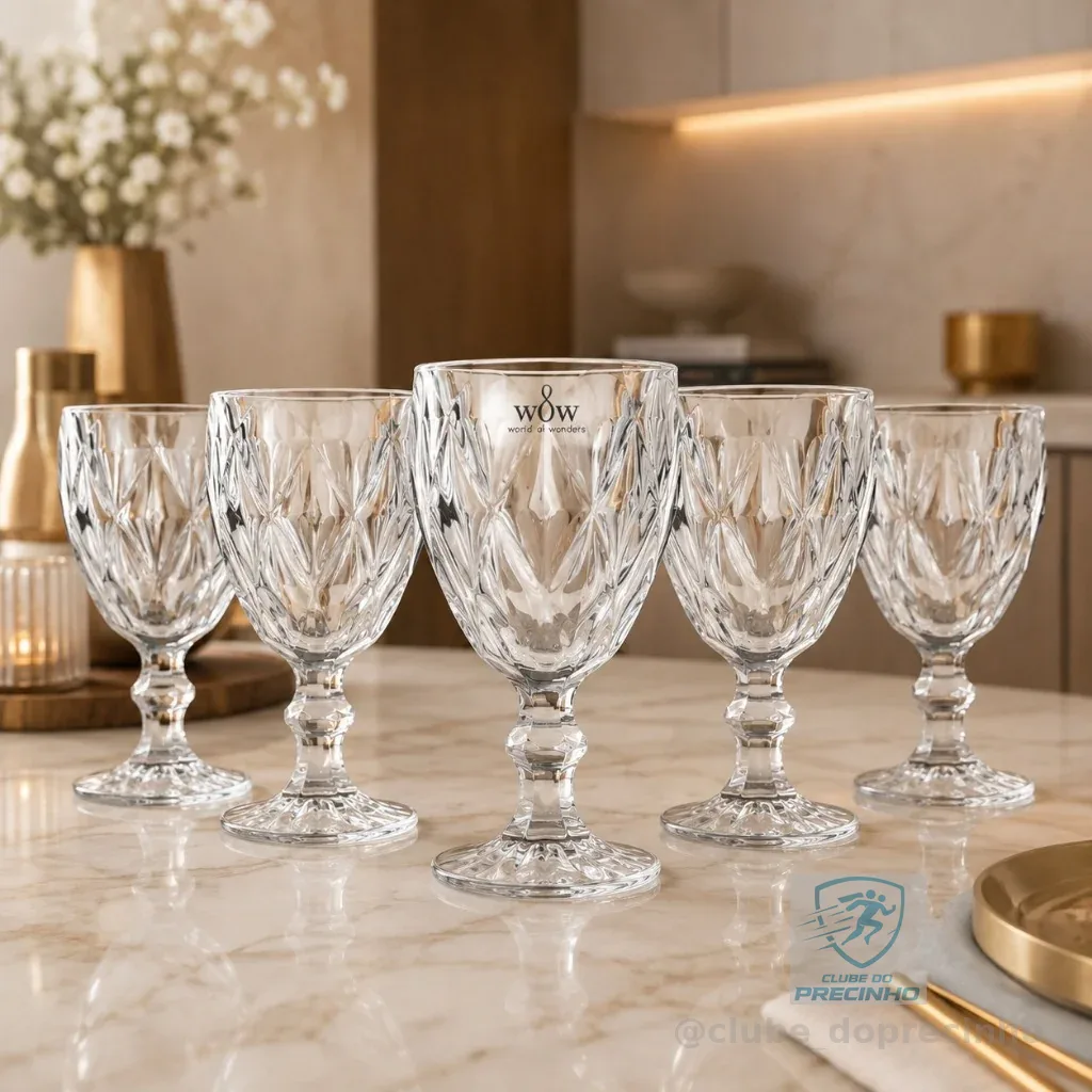 Jogo De Taças De Vidro Diamond Cristal 325ml 6 Peças