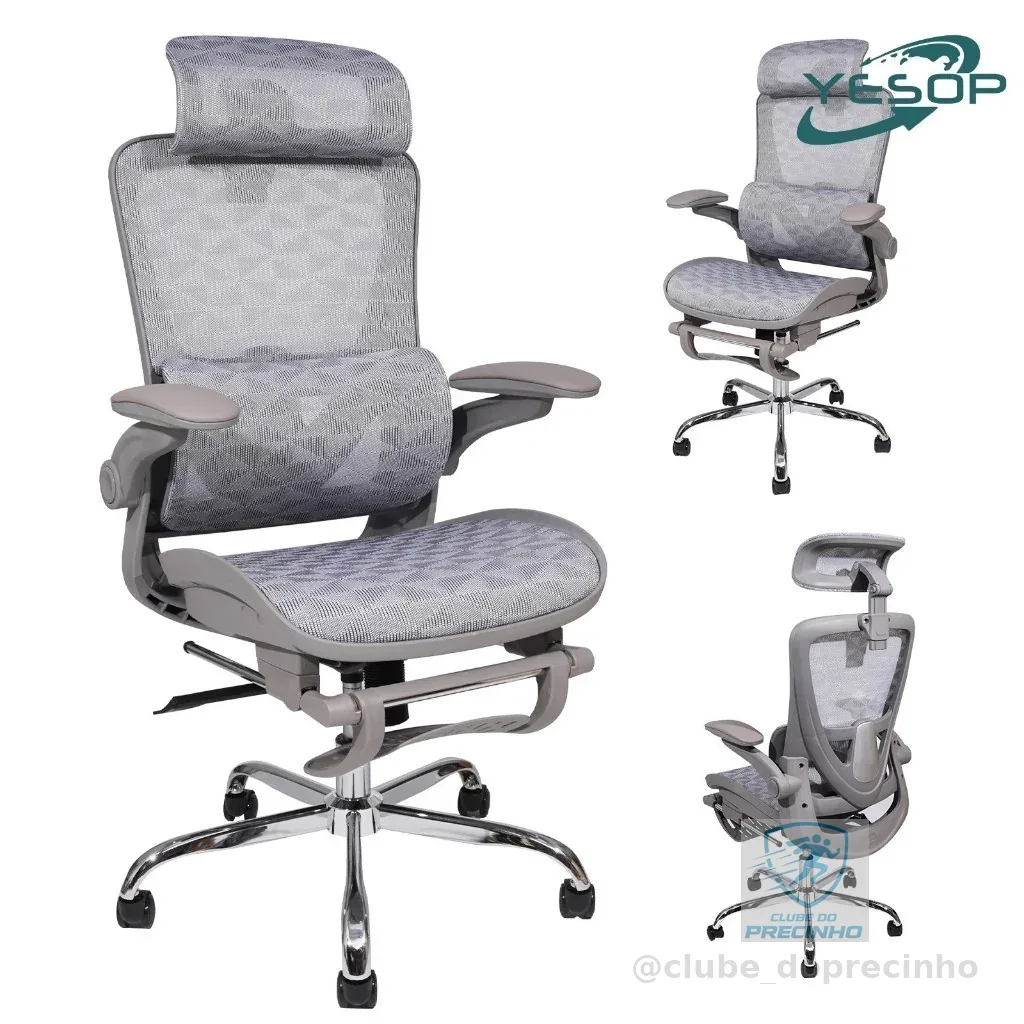 YESOP Cadeira De Escritório Ergonômica Com Apoio Lombar E De Pernas Assento Zero Gravity Cor Branco