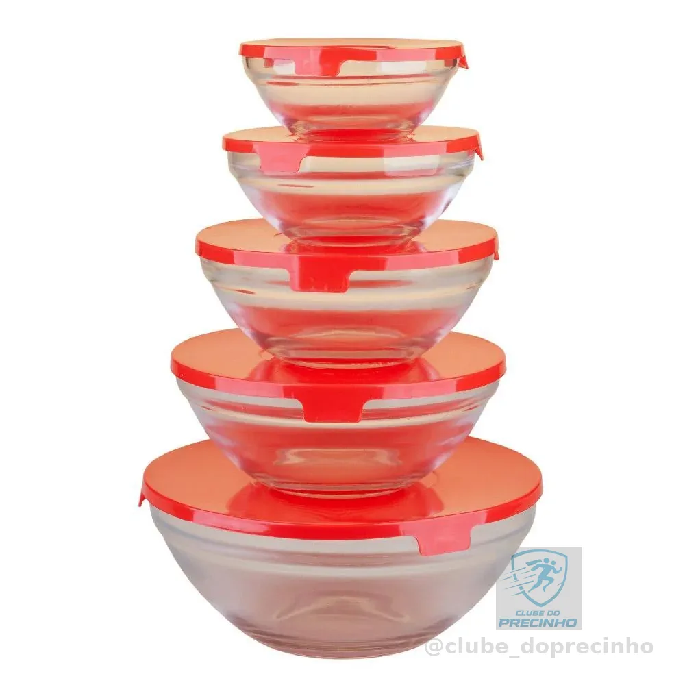 Conjunto 5 Potes de Vidro Cazza Classic