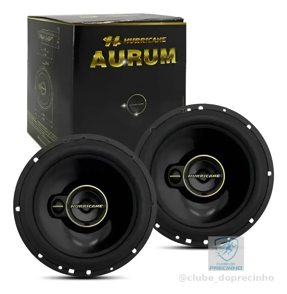 Par De Alto Falante Hurricane Triaxial Aurum 6 Pol 240w A6t Preto