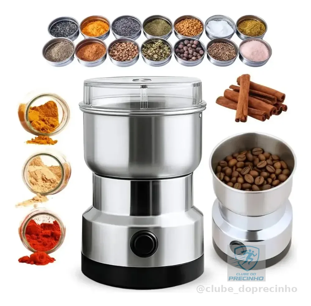 Moedor De Café Elétrico Multifuncional Inox Grãos Temperos 110v Prata
